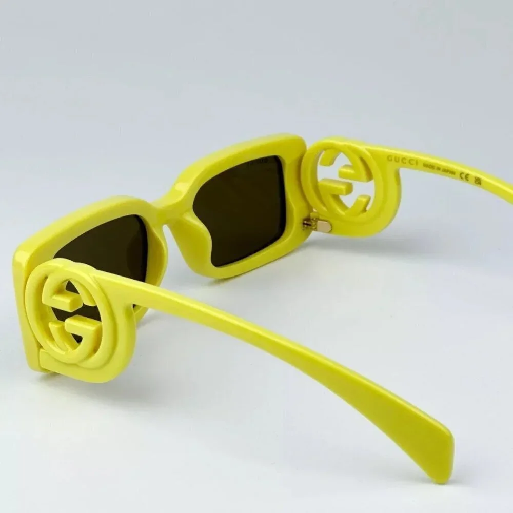 NWT Gucci GG1325S-007 Yellow Rectangle 54mm Sunglasses
